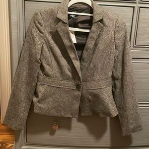 NWT Ann taylor Suit jacket blazer 2 P - brown tweed peplum 2 petite